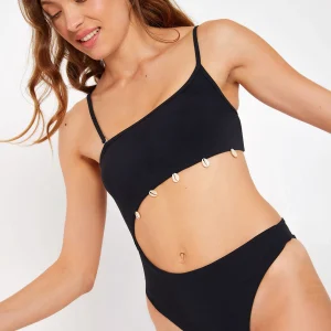 Maillot de bain une pièce noir asymétrique FENTA BLACKSAND