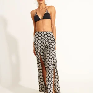 Pantalon de plage noir imprimé STEFA SARONG