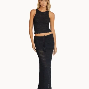 BLACK CROCHET LONG SKIRT