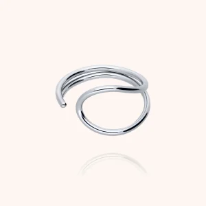 Bague Outline Lettre E - argent
