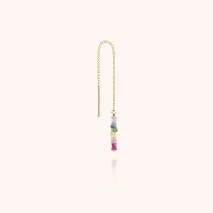 Boucle d'Oreille Chaîne Individuelle - saphir rainbow