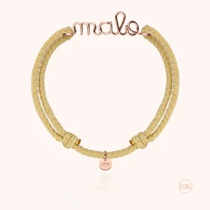 Bracelet Cordon Ciré Personnalisé Homme - or rose 750/1000