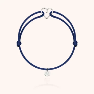 Bracelet Cordon Mini Coeur - argent