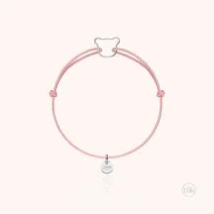 Bracelet Cordon Enfant Petit Ourson - or blanc 750/1000