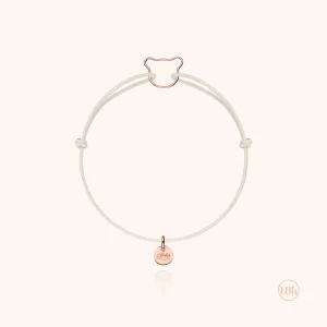 Bracelet Cordon Enfant Petit Ourson - or rose 750/1000