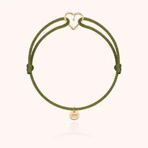 Bracelet Cordon Mini Coeur - or jaune 750/1000