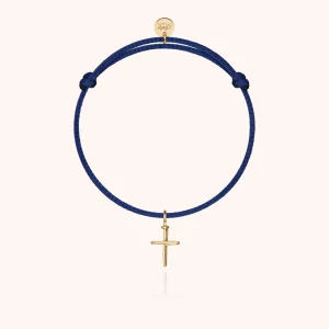 Bracelet Cordon Charms Symbolic Croix - or jaune 750/1000