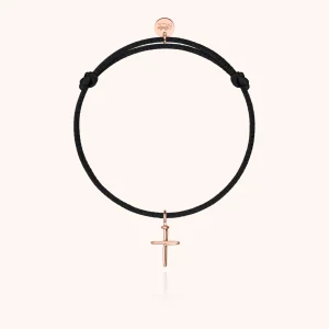 Bracelet Cordon Charms Symbolic Croix - or rose 750/1000