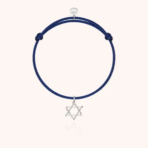 Bracelet Cordon Charms Symbolic Étoile de David - argent