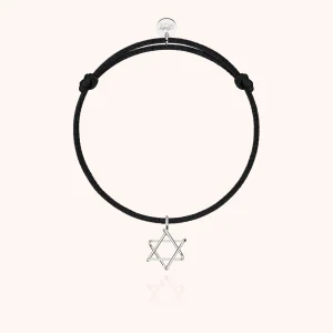 Bracelet Cordon Charms Symbolic Étoile de David - or blanc 750/1000