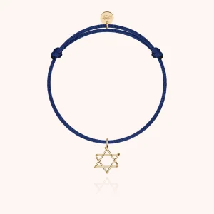 Bracelet Cordon Charms Symbolic Étoile de David - or jaune laminé