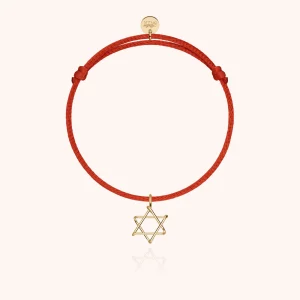 Bracelet Cordon Charms Symbolic Étoile de David - or jaune 750/1000