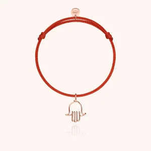 Bracelet Cordon Charms Symbolic Main de Fatma - or rose laminé