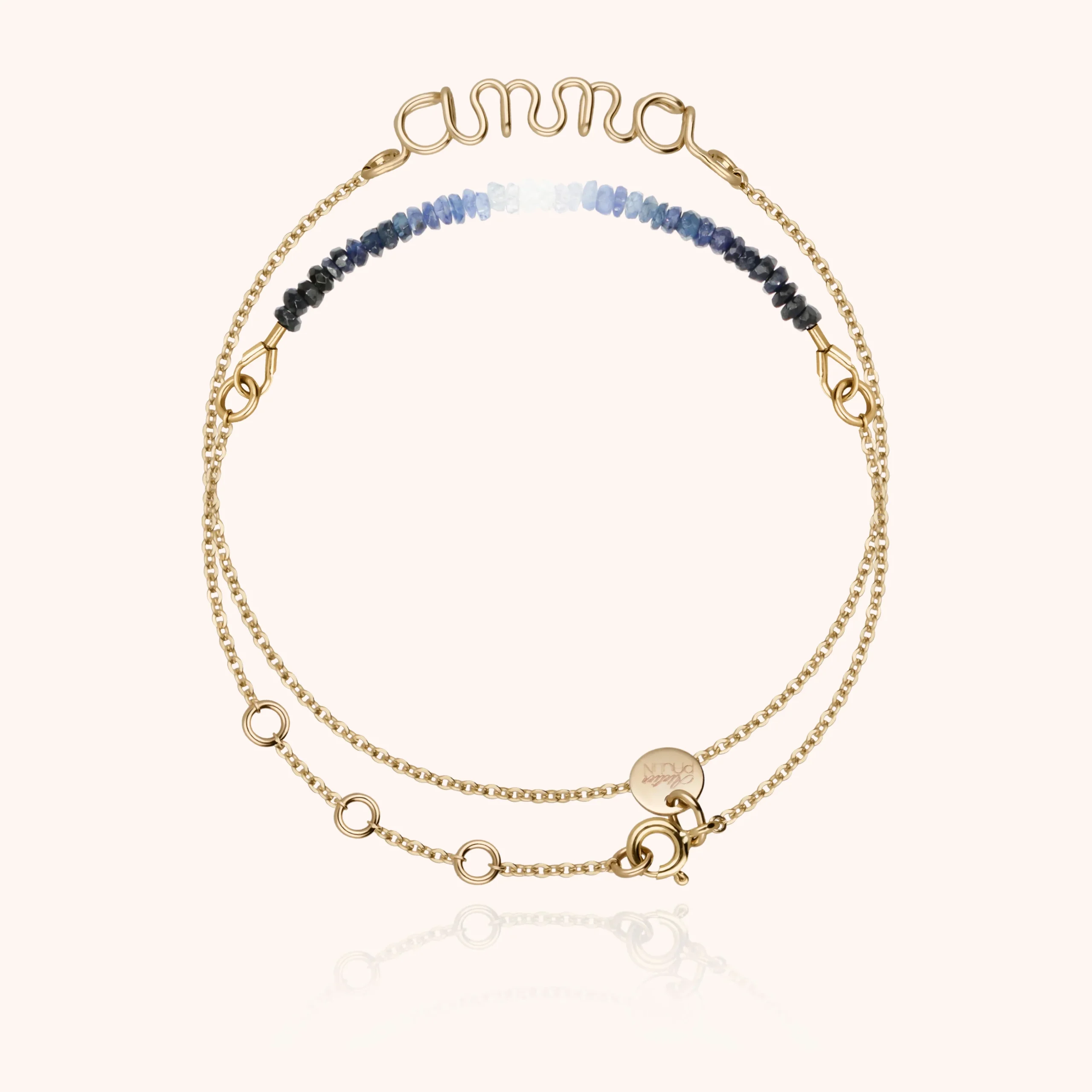 Bracelet Double Tour Personnalisé - saphir bleu