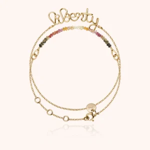 Bracelet Double Tour Personnalisé - saphir fauve