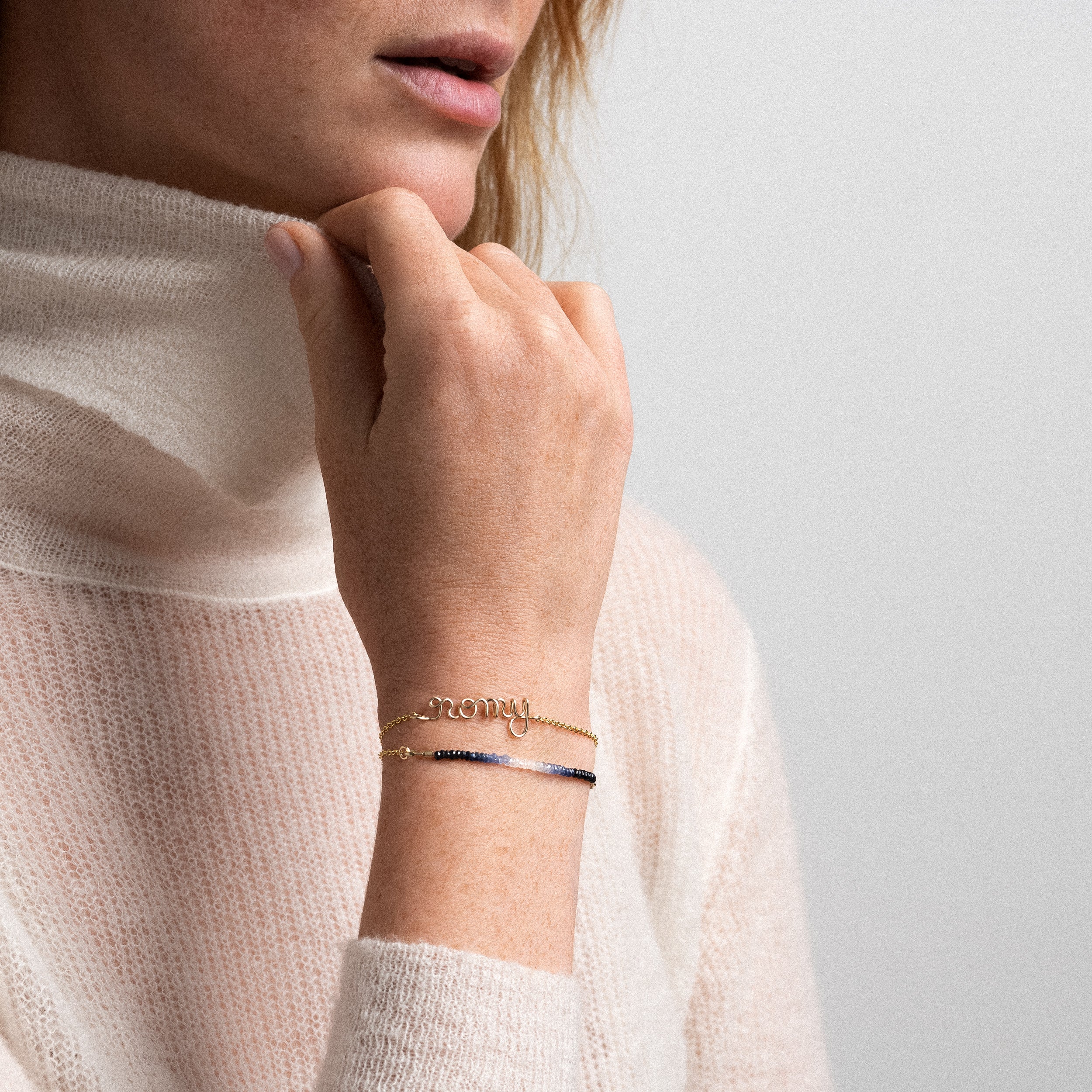 Bracelet Double Tour Personnalisé - saphir bleu – Image 3