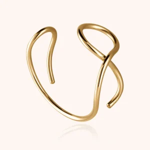 Bracelet Manchette Outline Lettre V - or jaune laminé