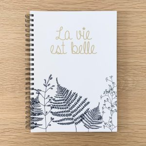 Carnet en papier A5 – Spirales et lignes – La vie est belle