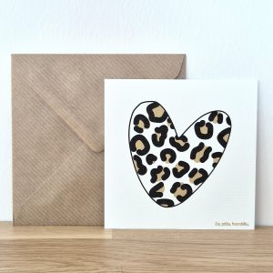 Carte & enveloppe -Cœur Léopard