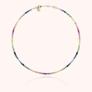 Collier Ras de Cou Rivière - saphir rainbow