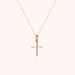 Collier Charms Symbolic Croix - or jaune laminé