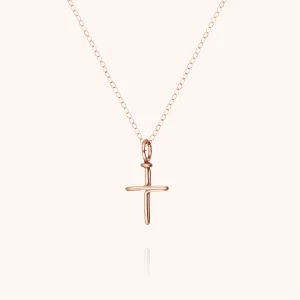 Collier Charms Symbolic Croix - or rose laminé