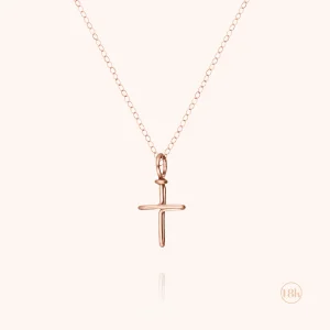 Collier Charms Symbolic Croix - or rose 750/1000