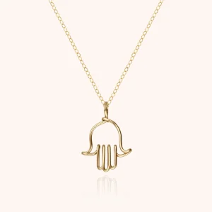 Collier Charms Symbolic Main de Fatma - or jaune laminé