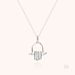 Collier Charms Symbolic Main de Fatma - or blanc 750/1000