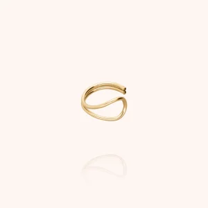 Ear Cuff Outline Lettre E - or jaune laminé