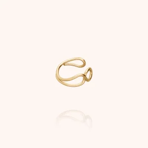 Ear Cuff Outline Lettre V - or jaune laminé