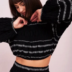 METALLIC STRIPED BOHO TOP