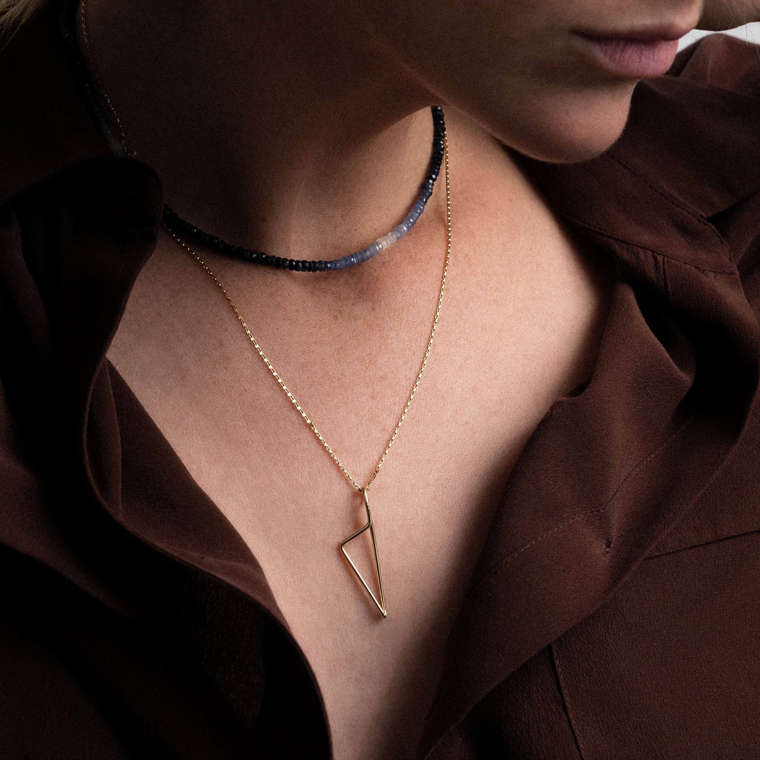 Collier Ras de Cou Rivière - saphir bleu – Image 3