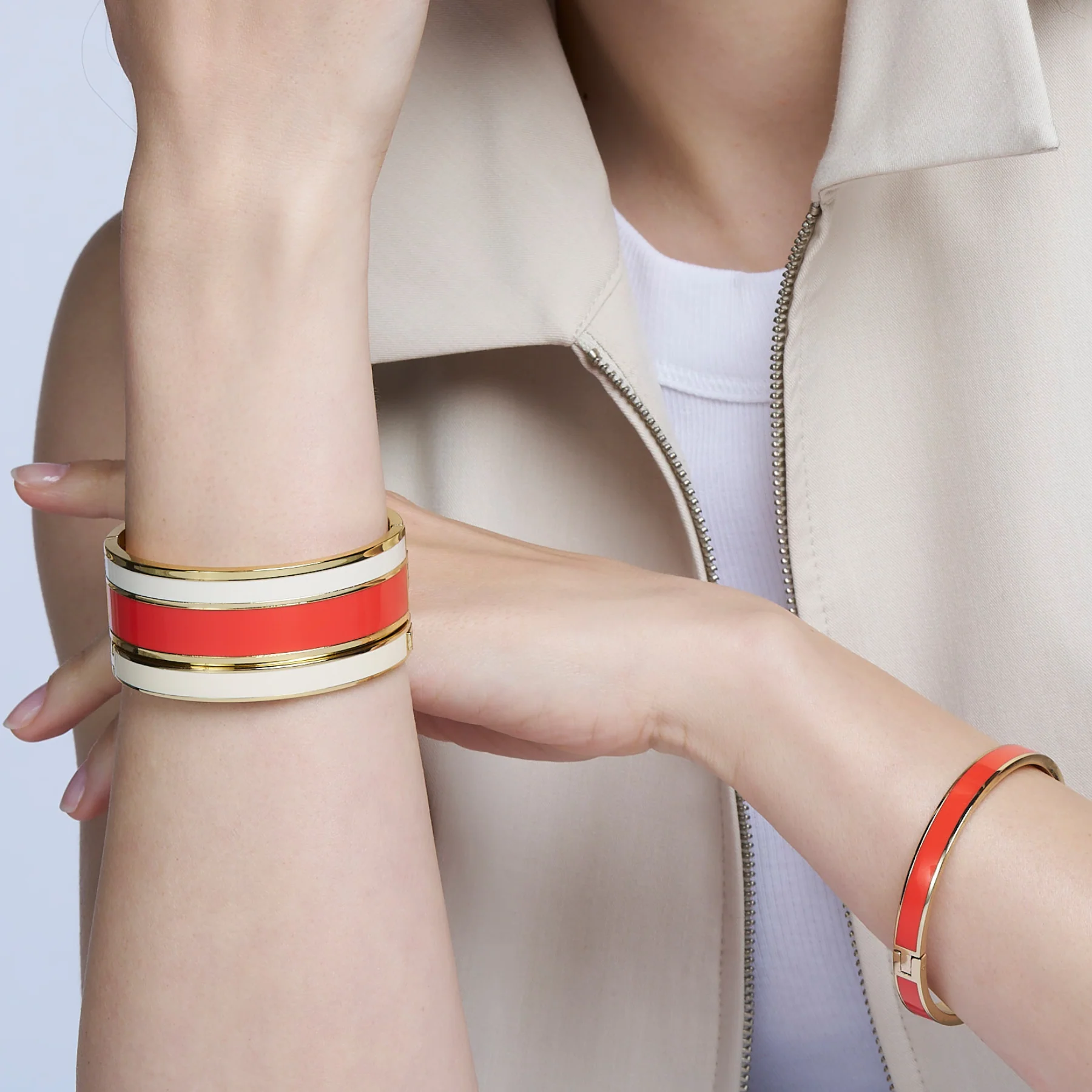 Bracelet Vaporetto - Orange Tangerine / Blanc Sable – Image 4