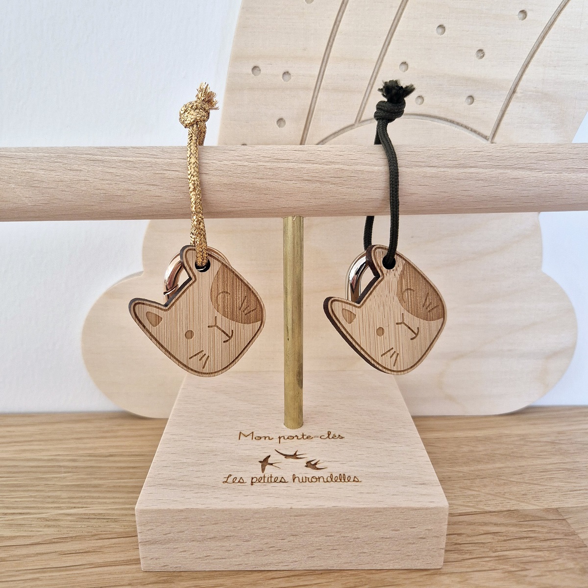 Porte-clés en bois – Chat – Image 4