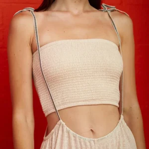 SMOCKED BANDEAU TOP