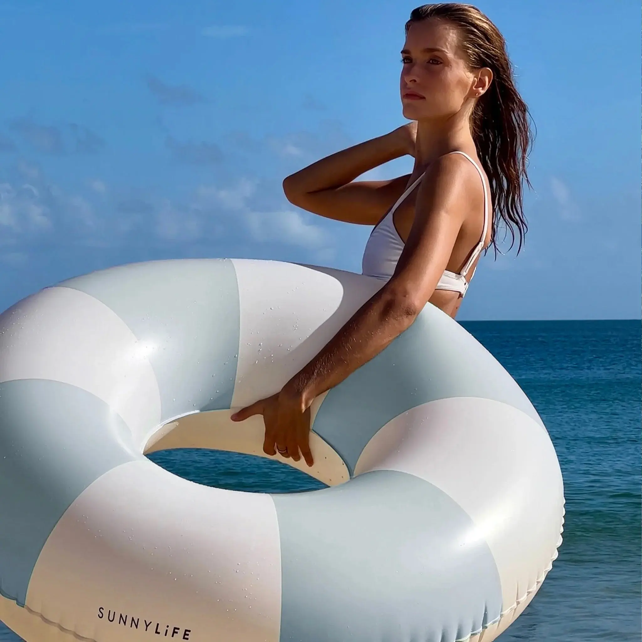 TUBE POOL RING LAZY DAYS DUCK EGG BLUE – Image 4