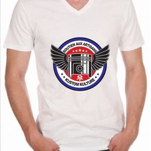FBF soutien aux artisans homme, Tee Shirt blanc col en V