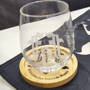 Verre + sous-verre en bois – Logo FBF