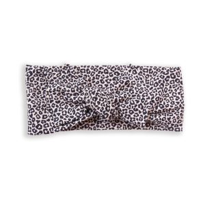 Bandeau bébé à nouer – Jersey léopard beige et noir