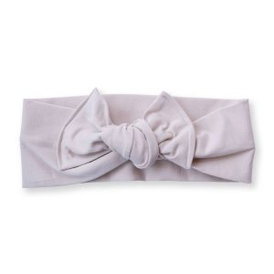 Bandeau bébé fille – Jersey beige réglable avec nœud