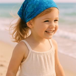 Bandeau fichu Bleu Lagon – réglable enfant & adulte