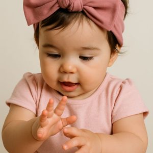 Bandeau bébé jersey vieux rose foncé
