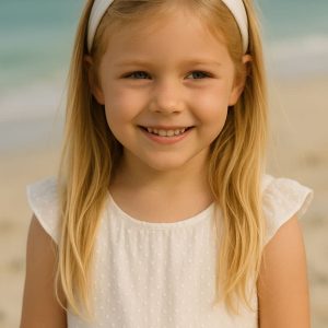Bandeau blanc femme et enfant – jersey extensible réglable