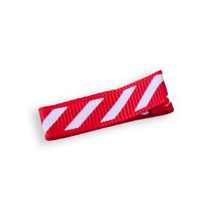 Barrette fille ruban rayé rouge et blanc – anti-glisse