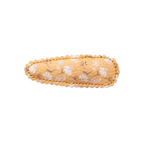 Barrette fille clic clac fleurs jaune moutarde