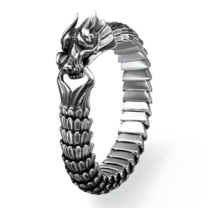 Bracelet acier inoxydable pour homme, en forme de dragon, modèle Arthur