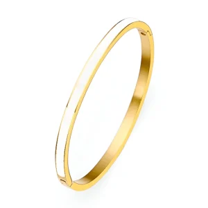 Bracelet jonc émaillé coloré plaqué or, en titane, pour femme, modèle Bryella