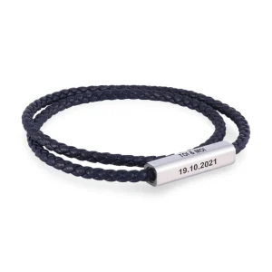 Bracelet cordon personnalisé à enrouler, en cuir, 4 faces, modèle Luz