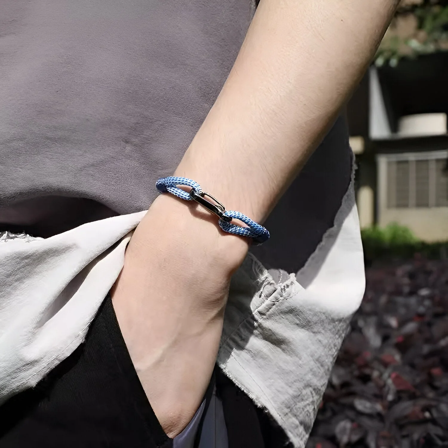 Bracelet cordon à nœud et à mousqueton, pour homme, modèle Parker – Image 2